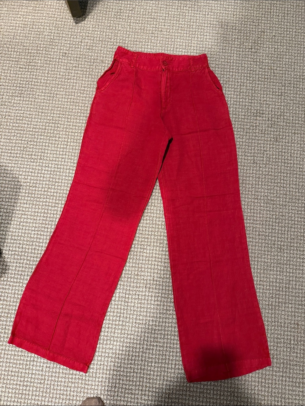 High-Waist Wide-Leg Red Women's Pants